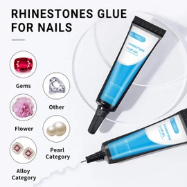 Nail Rhinestone Glue Gel Needle Rhinestones Gel Glue for Nail Charms Nails Nail Gems Rhinestones Nail Rhinestone Glue Glue for Rhinestones Nail Glue Gel Set with Nail Brush
