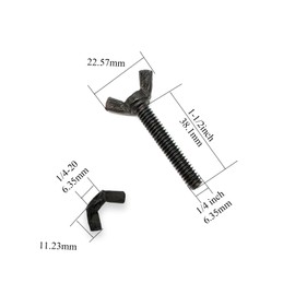 Yoliko 20 Pcs Black Zinc Coated 1/4"-20 x1-1/2 Wing Screw Bolts and Wing Nuts Kit Hand Twist Tighten Wing Head Butterfly Screws and Nut Fasteners Assorted Kit