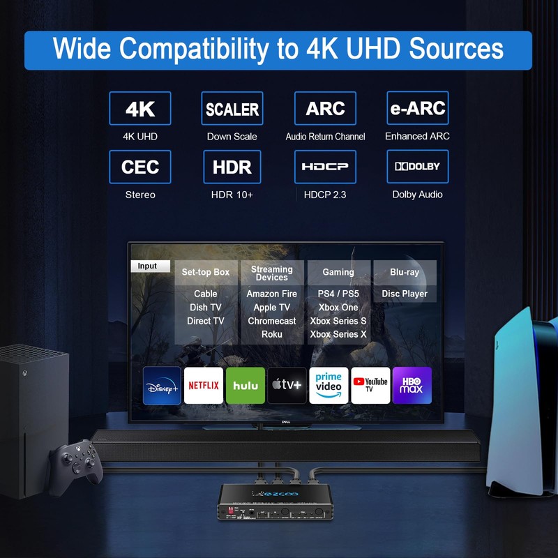 4K 60Hz HDMI 2.0 SplitterARC eARC for Soundbar HDMI Switch