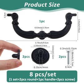 SUPERFINDINGS 8 Set Vintage Bail Pull Griffe 3.74 Zoll Loch Mitte Schwarze Griffe Legierung Drop Pulls Dekorativer Schrankgriff Swing Dresser Pulls Griff