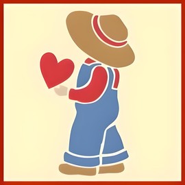 Overall Sam, 4- Piece Stencil Set -Images Average 4" x 6" Kids Drawing Sidewalk Chalk Washable Fun Art DIY Reusable Laser Cut Mylar Template for Painting Home Decor DIY Crafts - The Artful Stencil