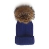 Winter Knit Beanie Hat with Real Fox Fur Pom Pom