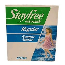 Stayfree Maxi-Pads Feminine Napkins Sealed• 12 PADS Great Condition . REGULAR