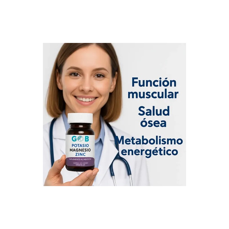 Potasio, Magnesio, Zinc - Go3b - 60 Cápsulas - Suplemento