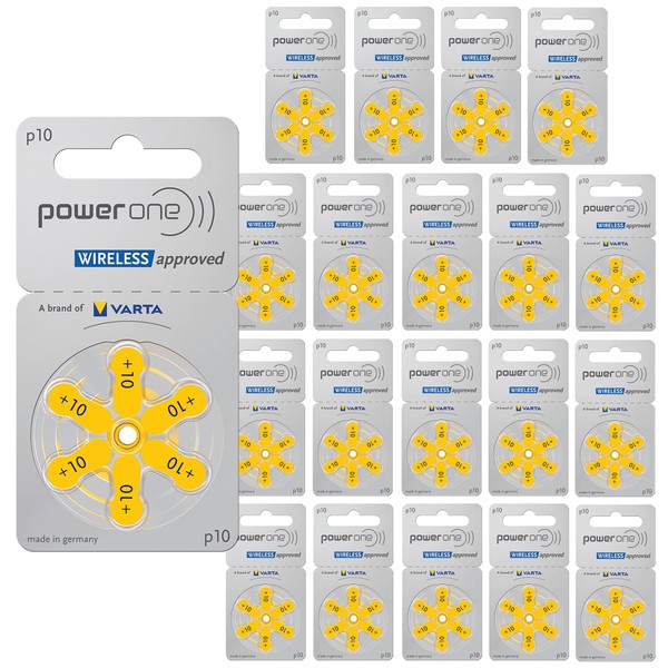 Power One Size 10 No Mercury Hearing Aid Batteries (120)
