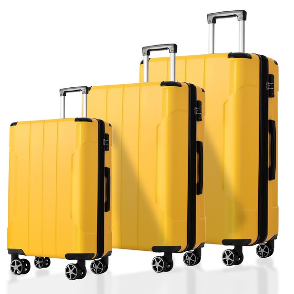 Heemab Convenient Travel with 3-Piece Expandable Suitcase Set, Lightweight Hard