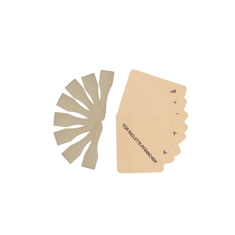 teemando® 8 x Raclette Wooden Coasters with Print, 10 cm,