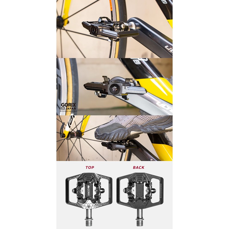 GORIX Bicycle Pedal, Binding Pedal, Double Sided Binding Pedal, 3