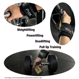 FYGL Lifting Straps for Weight Lifting, Non-Slip Cotton Wrist Straps with Flex Grip and Dura Rubber Grip, Neoprene Padded for Wrist Support (Gold)