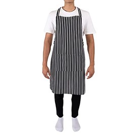 ASD Accessories New Chefs Apron Professional Quality Butchers Kitchen Cooks Restaurant School BBQ Bistro College Double Pockets 100% Cotton (Black)