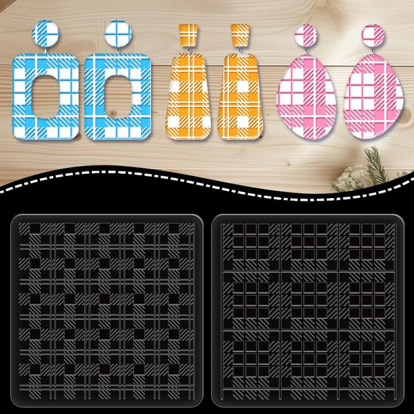 beinkmake 2Pcs Tartan Clay Texture Sheets Acrylic Clay Texture Mat
