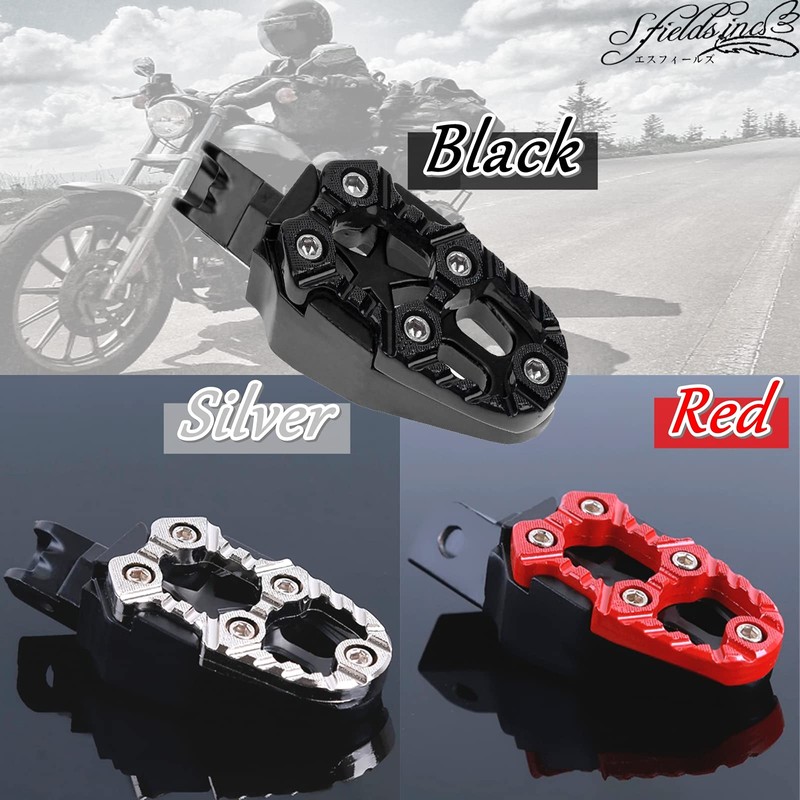 S.fields.inc Wide Foot Pegs Bike Step Mount Off-Road Motorcycle Universal