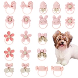 20 Pcs Puppy Hair Bows Light Pink Small Dog Hair Bows with Rubber Bands for Small Dogs Girl Cute Puppy Dog Bowknot Hairs Bow Bulk with Rubber Bands Perfect for Yorkie Shih Tzu Pomeranian and Maltese