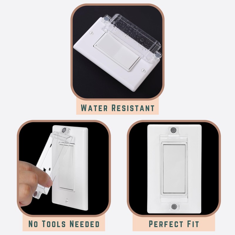 Bates- Magnetic Light Switch Guard, 6 Pack, Clear, Child Proof