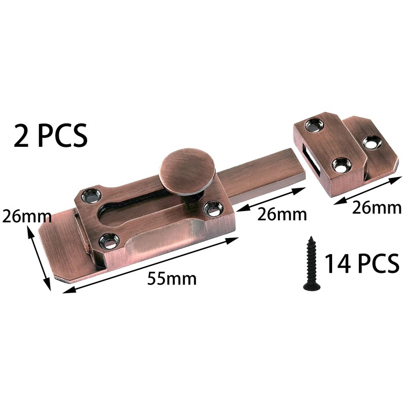 2 PCS Sliding Door Bolt Lock,Antique Safety Latches for Doors