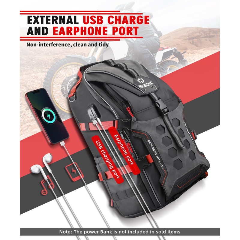 NICECNC Motorcycle Helmet Bag Universal Motorcycle Helmet Backpack with 35L
