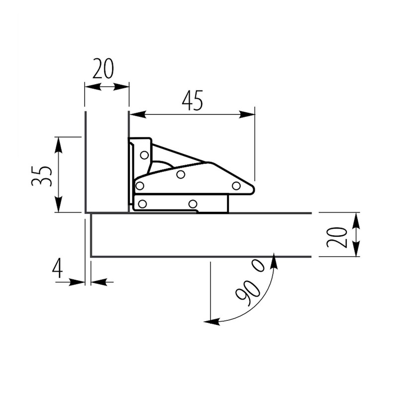 6 x Junker Screw-On Hinges 77.4 x 32.8 mm Furniture