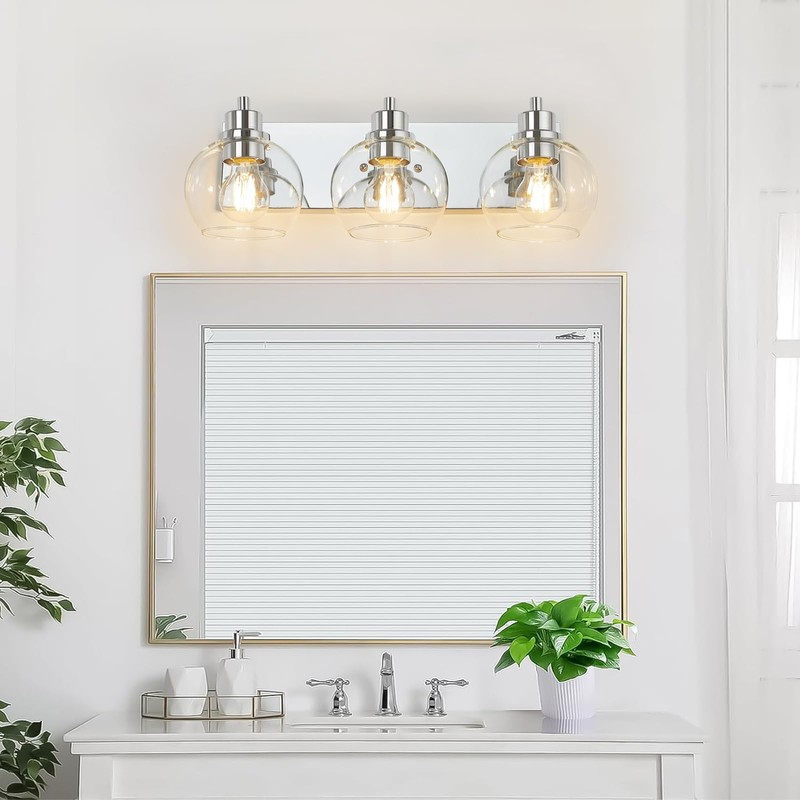 Tuscarora Chrome Vanity Light Fixture - 3 Light Bathroom Vanity