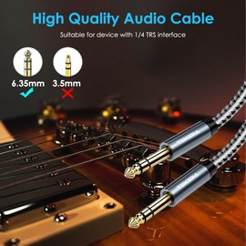 TEKERA Guitar Cable, 2-Pack Balance 6.35mm TRS 1/4 inch Cable, Stereo Quarter inch TRS Male Cable (16.5FT/5M)