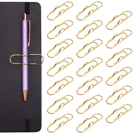 OFFCUP Pencil Holder Clips, 20pcs Pen Paper Clip, Multi Function Metal Pencil Clips Stainess Steel Pen Clip Holder Notebook Inserts Paper Clip for Notebooks Paper Clip Stationery Tool (Gold)