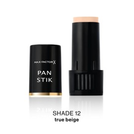 Max Factor - Fondotinta Compatto Pan Stik - Stick Multiuso 3in1: Fondotinta, Correttore e Contouring - 012 True Beige - 9 g