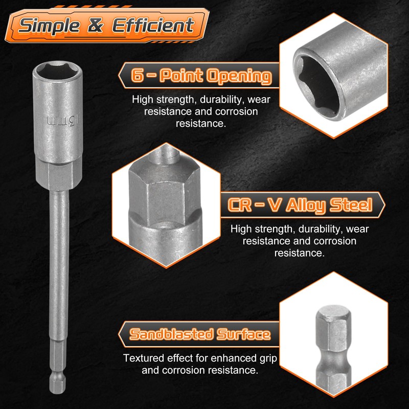 sourcing map Nut Driver Drill Bit 13mm Metric Impact Socket