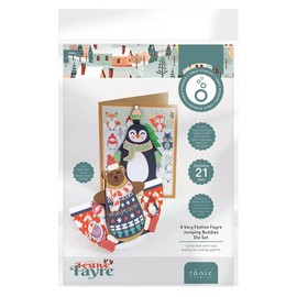 Tonic Studios A Very Festive Fayre Jumping Buddies Die Set - 21 Dies - 52mm x 93mm - Create Penguin & Polar Bear with Kinetic Arms & Legs