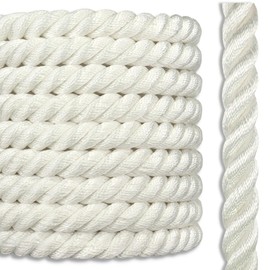 Twisted 100% Nylon Rope | 4 Stage, 3-Strand High-Strength Anchor Line, Dock Line | 1 1/2 inch x 25 feet