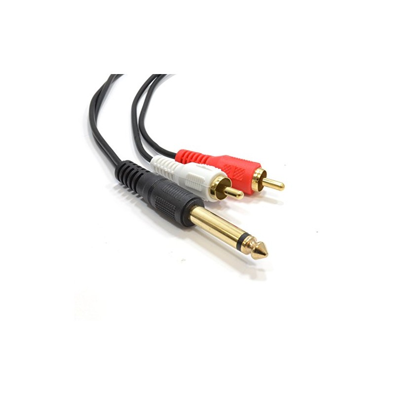 kenable 6.35mm Mono Jack Plug to Phono RCA Plugs SCREENED