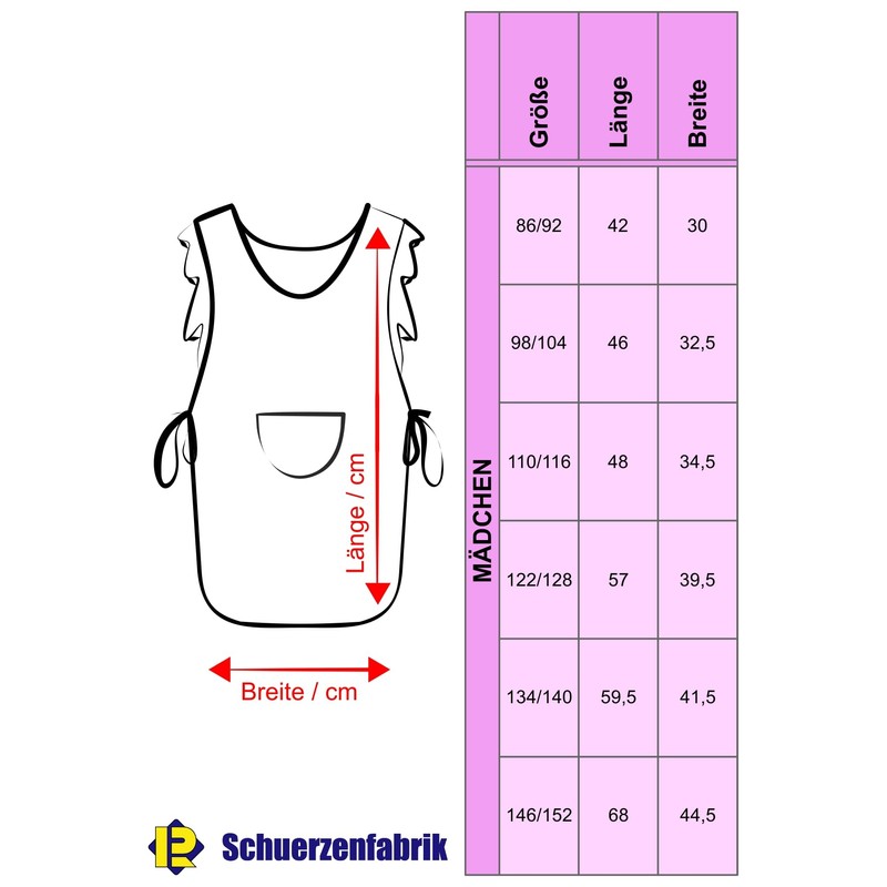 Schuerzenfabrik Children's Apron Dederon Girls Colourful Painting Apron Baking Food,