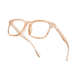SIPHEW Blue Light Filter Glasses Men's TR90 Blue Light Glasses without Prescription, Transparent brown
