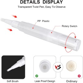 Vinayakart 5 ml Transparent Empty Nail Oil Twist Pen Lip Gloss Brush Applicators Eyelash Growth  Cuticle Oil Applicator, Teeth Whitening Liquid Tube. ( 1 Pcs ), Transparent, Travel Accessories