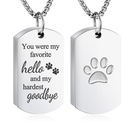 Abooxiu Pet Tag Urn Necklace for Ashes Dog Urn for Ash Cremation Jewelry for Ashes Pet Ashes Necklace Dog Ashes Necklace Pet Urn Keepsake Silver