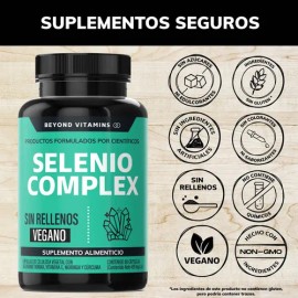 Selenio  Seleniometionina 240mcg Con Vitamina E, Moringa Y Raíz de Cúrcuma Capsulas (curcuminoides)  100 Vegano Beyond Vitamins  Curcumina Sin Sabor  