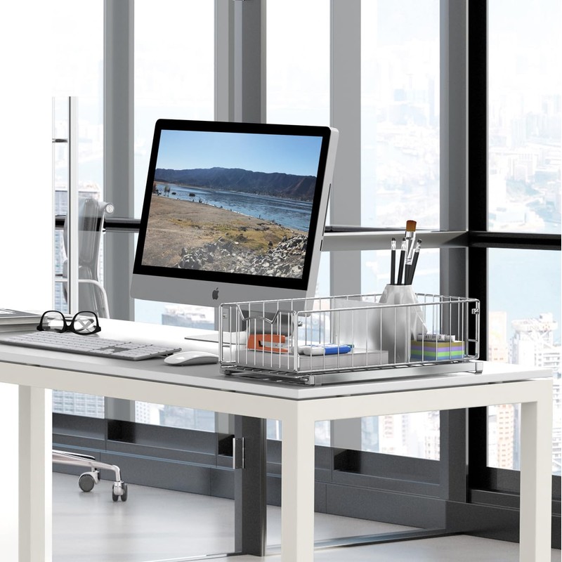 Simple Houseware Pull-Out Cabinet Sliding Basket Organizer, 17.2" D x