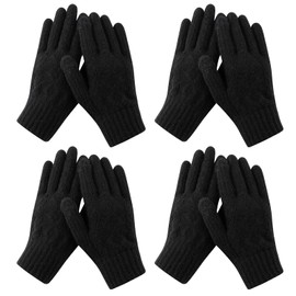 Bodvera 4 Pairs Womens Winter Gloves with Touchscreen Fingers Knit Texting Thermal Warm Gloves for Cold Weather