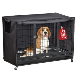 ZAOBAS Dog Crate Cover 48 Inch Heavy Duty Durable 600D Polyester Insulated Dog Kennel Cover for Dog Cage, Dog Cage Cover Fit for Most Wire Pet Crates (ONLY Cover)
