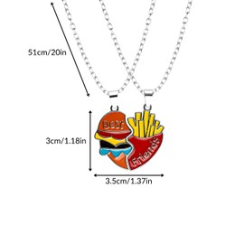 Tabanzhe Best Friends Necklace-2PCS Half Heart BFF Friendship Necklaces Burger and Fries Pendant Jewelry Giftss for BFF Men Women Boys Girls Birthday