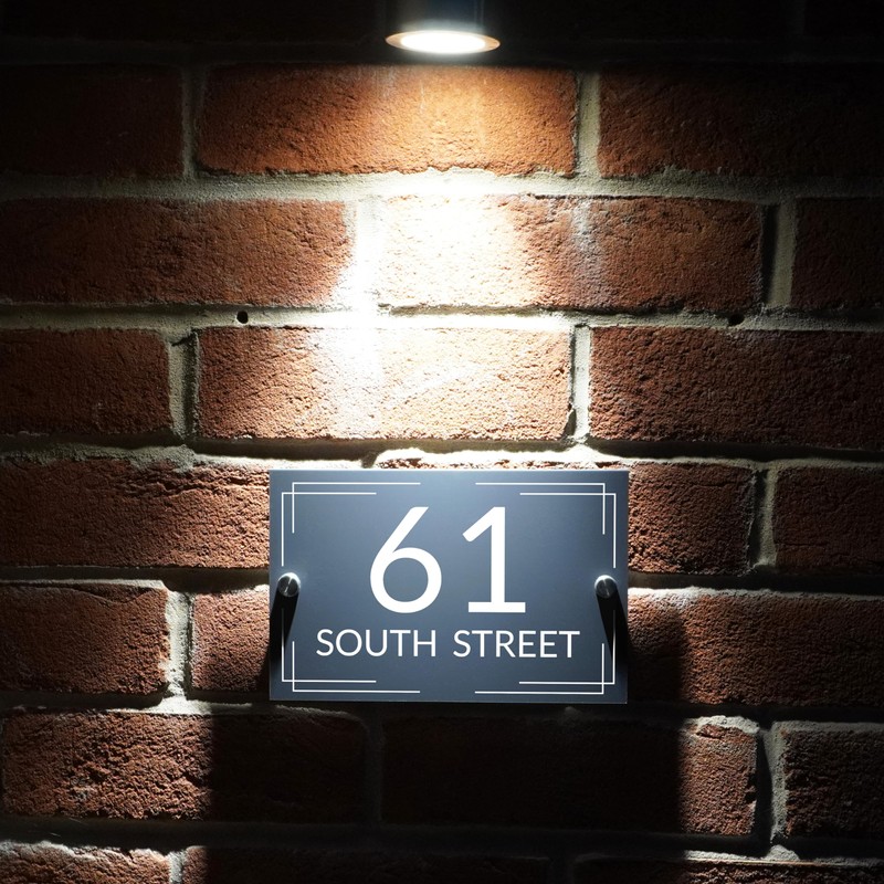 Badgemaster Modern Anthracite House Number Sign Plaque Stainless Steel Standoffs