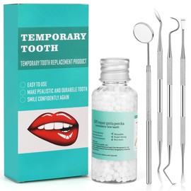 Tooth Repair Kit with 4 Dental Tools, Temporary Tooth Replacement Set, Moldable Dental Fix