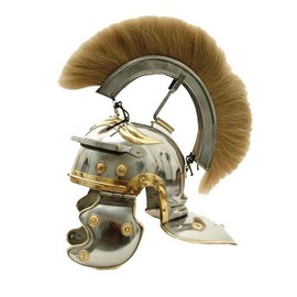 Roman Centurion Helmet - White Plume Rustic Vintage Home Decor Gifts