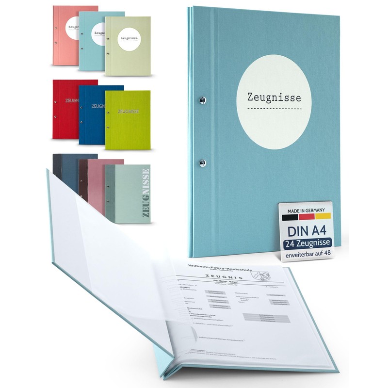 goldbuch 36113 Certificate Folder Pastel Turquoise, DIN A4 Document Folder