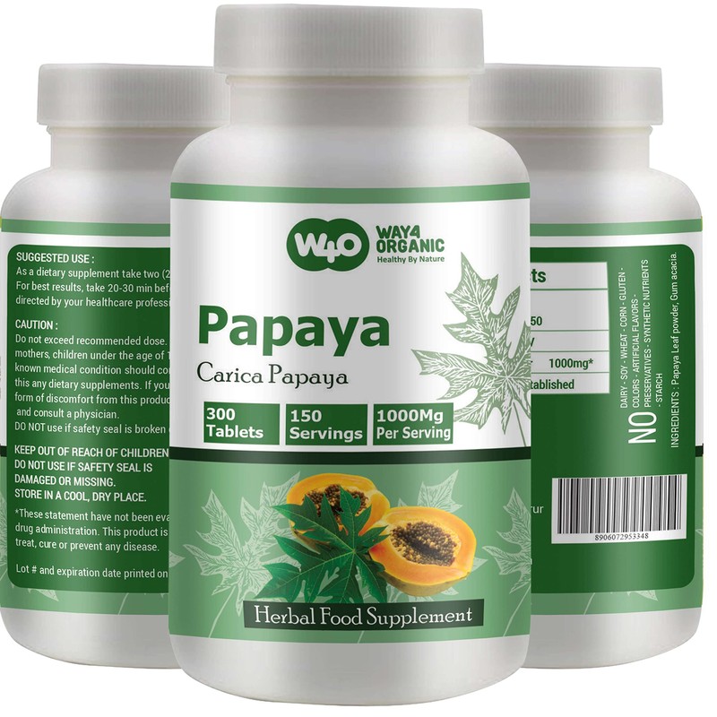 WAY 4 ORGANIC W4O Papaya Leaf Extract Capsules (Tablets) -