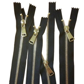 6pcs #5 Metal Zippers 7 inch Close End Jeans Zipper Gold Teeth Black Zipper for Sewing Crafts Bag Pocket Coats Jacket Heavy Duty Zipper 18 cm Leekayer
