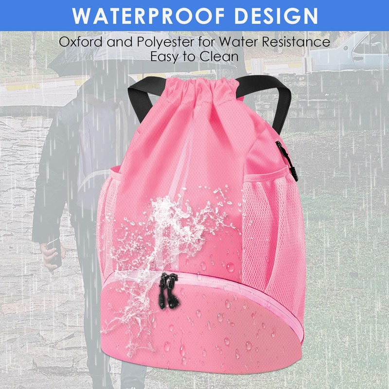 BROTOU Unisex Drawstring Backpack, Waterproof Gym Bag, Large Oxford PE