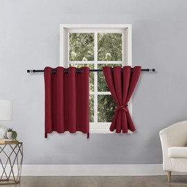 Hiasan RV Blackout Curtains for Bedroom, 52 x 36 Inches Long - Thermal Insulated & Light Blocking Window Curtains for Living Room, 2 Drape Panels Sewn with Tiebacks, Christmas Red