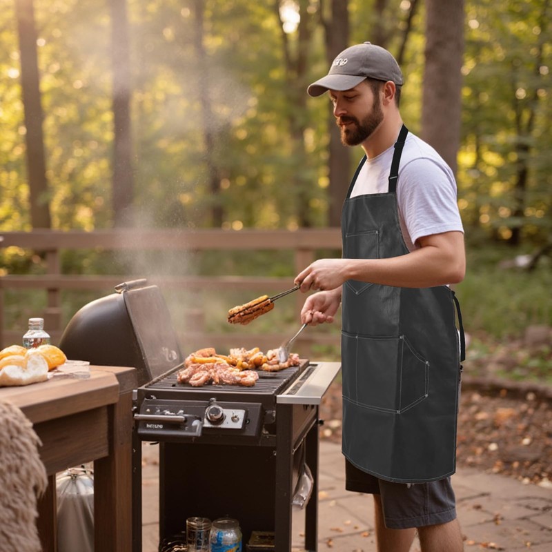 TTSTOIEE Grembiule da Barbecue, Grembiule impermeabile with 5 pockets, machine