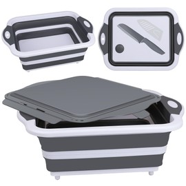 GIMWA Lavabo plegable para biberones, contenedor portátil de 2.4 galones para fregadero de campamento de caravana, tina de cocina que ahorra espacio (