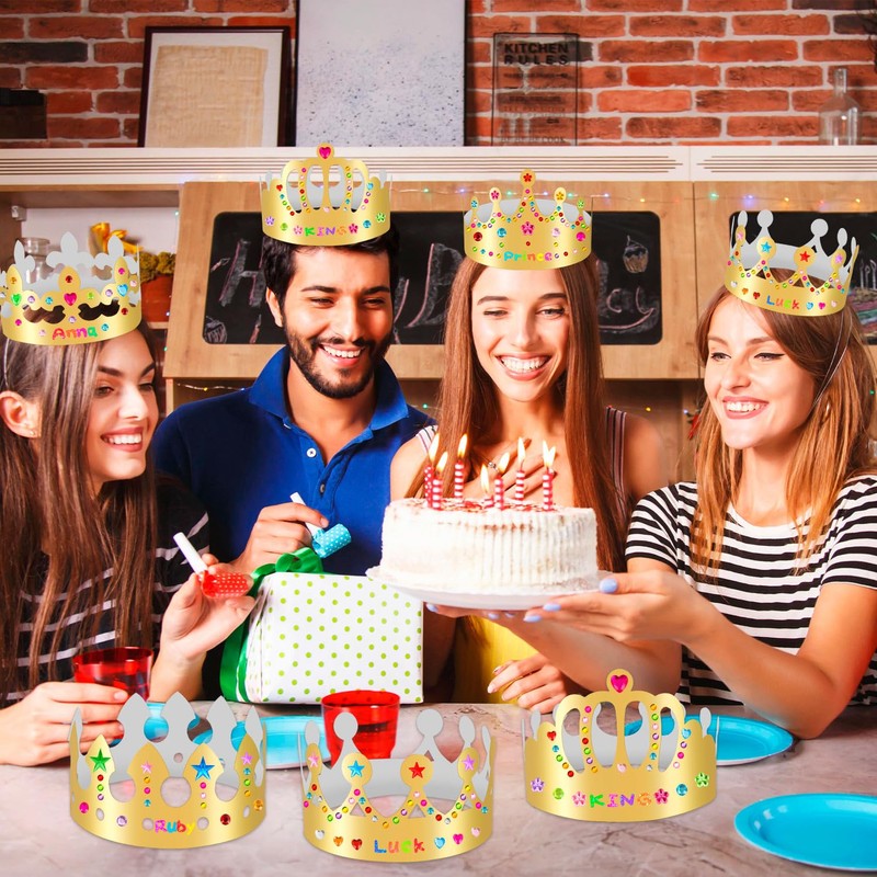 MGZTTHW Gold Paper Crowns, 10pcs Diy Birthday King Crowns Craft