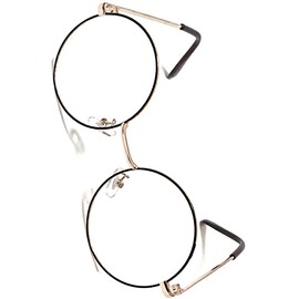 Bliss Leather Round Glasses, Date Glasses, Fashionable Glasses, Unisex, Clear Lens, No Degree, Eye Friendly, Lightweight, Brown (cloisonne) x Clear